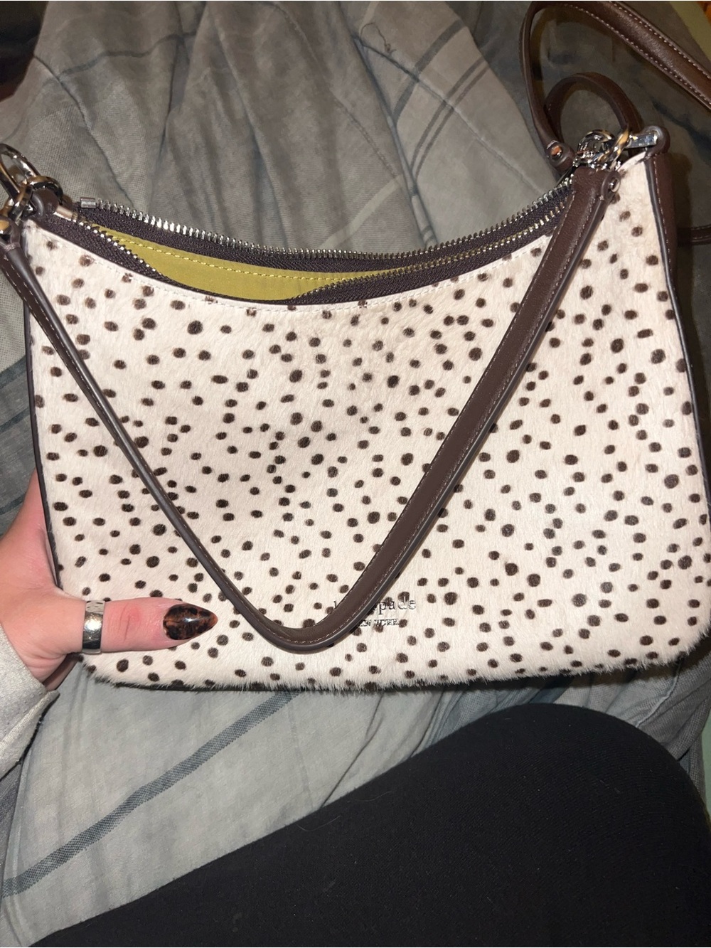 KateSpade Haircalf Shoulder Bag in White and Brown